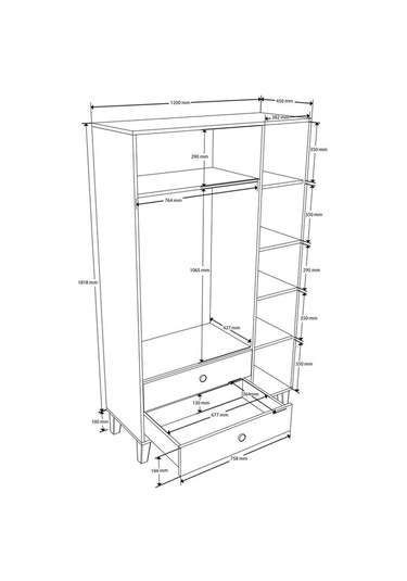Mezza 3522 Lisa 4 Kapılı Gardırop Sepet - Beyaz