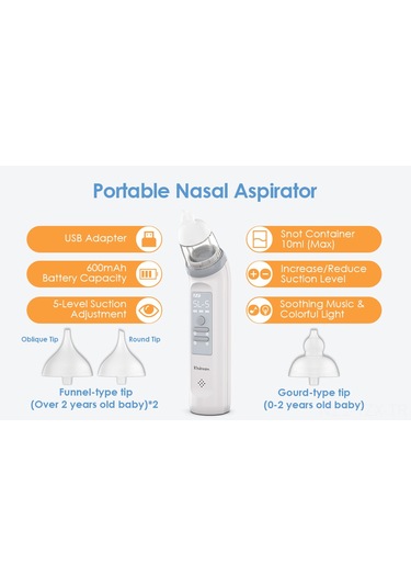 Yaozixa Bebek Burun Aspiratörü, 3 Seviye Emme, Lcd Ekranlı, Yeniden Kullanılabilir Uyumcu Uçlar, Kolay Temizleme, Portatif Tasarım