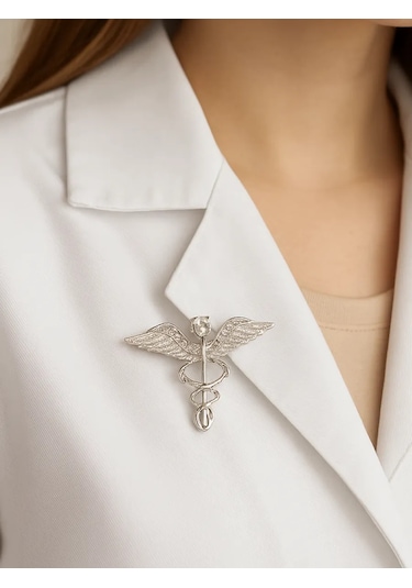 Queen Fair Tıbbi Broş Caduceus 141391739 Beyaz