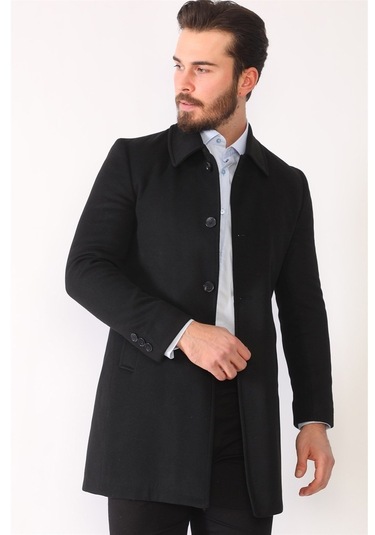 Plt8364 Dewberry Erkek Palto-Siyah
