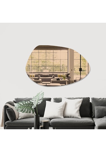 Decorıta Ayna - Tasarım Şekilli Oval Ayna - 119Cm X 79Cm Çok Renkli