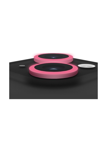Buff Apple Uyumlu iPhone 14 / 14 Plus Neon Metal Lens Koruyucu Pembe