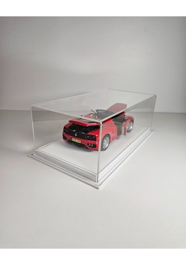 1:18 Model Araçlar İçin Beyaz Deri Tabanlı Pleksi Case
