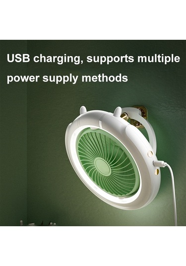 Gece Lambası Masaüstü Katlanır Fan Açık Hava Kamp Asma Mini Fan, Renk: Turuncu Temel