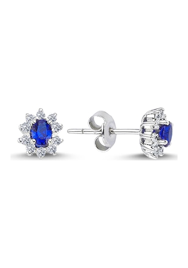 Lova Pırlantalı Oval Safir Anturaj Küpe -  3050004