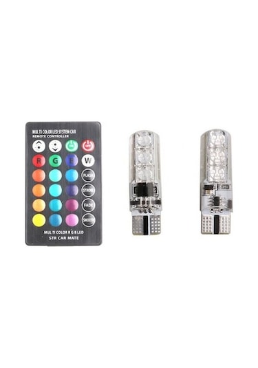 12 Led Rgb T10 Kumandalı Çakarlı Park Ampülü Aydınlatma