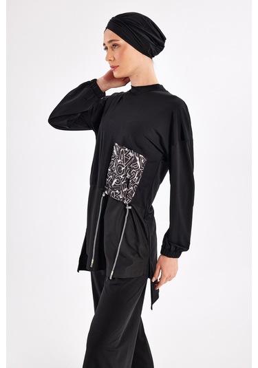 Likralı Bol Paça Tam Kapalı Tesettür Mayo 1117 Siyah01 Siyah01 Siyah