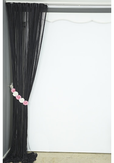 Düz İp Model 180 Cm En 280 Cm Boy Antrasit Renk Hazır İp Perde Antrasit