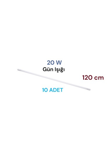 10 Adet 20 Watt 120 Cm Led Floresan Plastik Gün Işığı