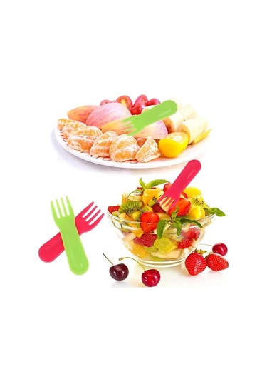 Zyzqstore 10 Adet Plastik Çocuk Meyve Çatalı, Mini Karikatür, Çok Renkli, Uygun Okul Ve Ev Kullanımında, Boyut: Standart, Renk: Çok Renkli