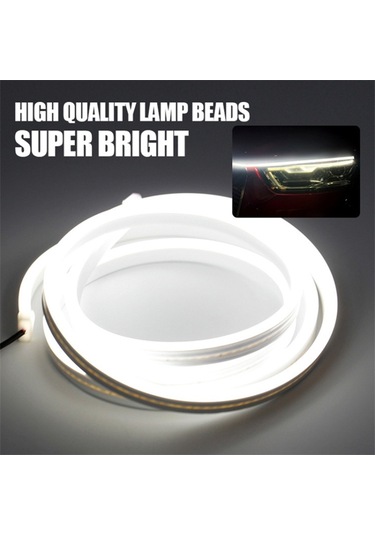 1.5m Araba Kaputu Pvc Silikon Su Geçirmez Drl Işık Şeridi Süper Parlak Esnek Dekoratif Işık - Mavi