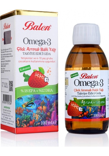 Balen Çilek Aromalı Omega 3 Balık Yağı 100 ML