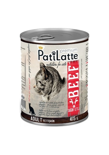 Pati Latte Sıgır Etli Konserve Yetişkin Kedi Maması 24 x 415 G