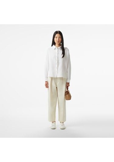 Nautica Kadın Beyaz Oversize Fit Gömlek Düz 55w072t Beyaz