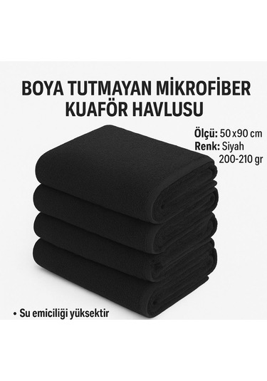 Boya Tutmayan Mikrofiber Kuaför Havlusu Siyah