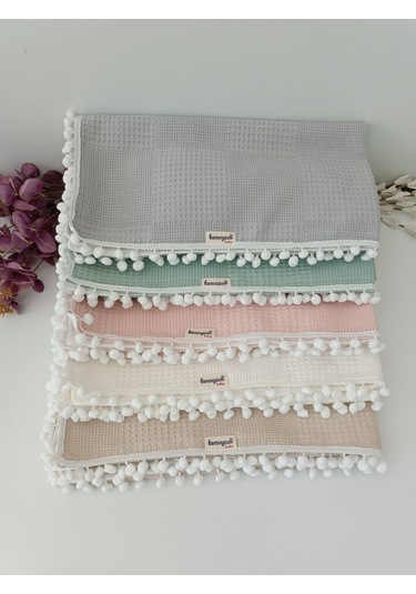 S.kahve Kız Erkek Bebek Battaniyesi Pike %100 Pamuklu Doğal Organik Uyku Çift Taraflı Örtü 86x86cm Btn10248 Pembe