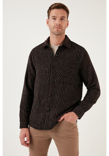 Buratti Desenli Cepli Regular Fit Uzun Kollu Kışlık Erkek Gömlek Cf24W127187 Siyah-Bordo Buratti Desenli Cepli Regular Fit Uzun Kollu Kışlık Erkek Gömlek Cf24W127187 Siyah-Bordo