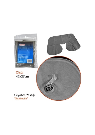 Replax Seyahat Boyun Yastığı Şişirilebilir Gri