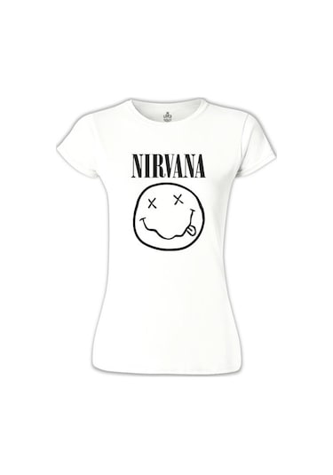 Nirvana - Logo Beyaz Kadın Tshirt 001