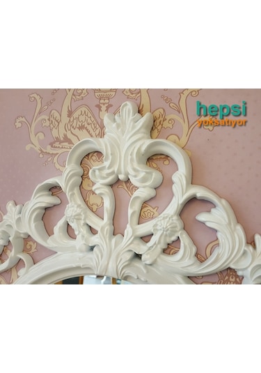 Vintage Taç Model Beyaz Renk Dekoratif Ayna Beyaz