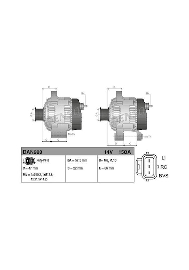 DENSO DAN988 Alternatör Bmw Range Rover Sport 05- 13