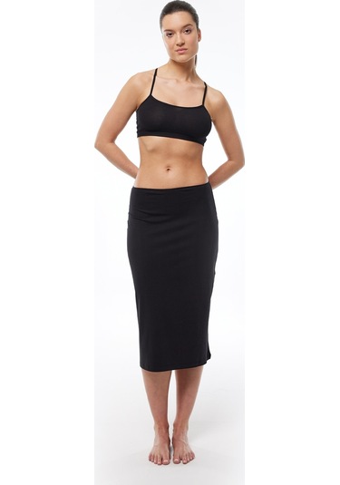 Malabadi Kadın Siyah Rengi Tam Boy Uzun Etek Astarı Modal Jüpon 1061 Siyah