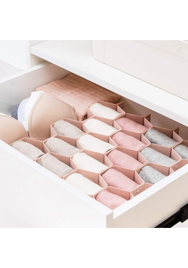 Homyl Petek Dolap Çorap İç Çamaşır Çekmece Bölücü Pembe Pembe