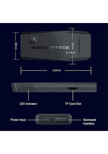 Vkemall 1080p Video Oyun Çubuğu Konsolu Çift 2.4g Kablosuz Kontrol Cihazı Oyun Kumandası