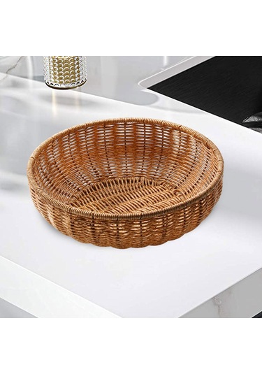 Suntek Rattan Ekmek Sepeti Taklit Dokuma Sepet Çok Amaçlı 20cmx6.5cm Diğer