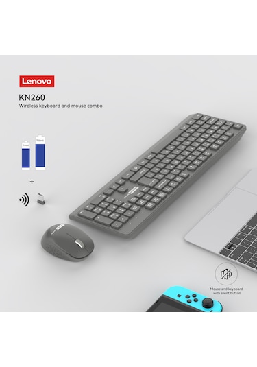Kn260 Kablosuz Klavye Mouse Set Sessiz Siyah 870042257 Optik