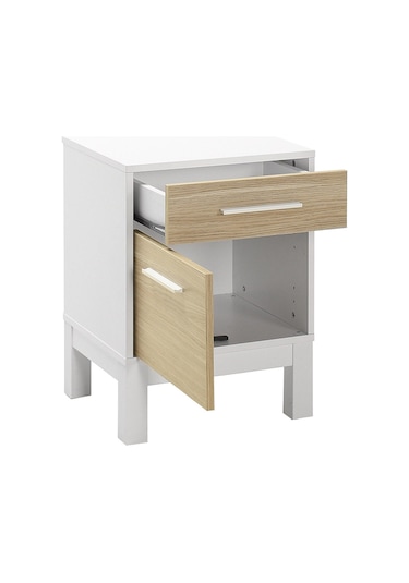 London 2 Çekmeceli Komodin-meşe-beyaz 45x60x45 Cm Gxyxd