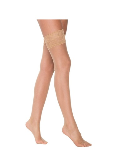 Kaydırmaz Silikonlu Dantelli Fit Kadın Jartiyer Çorabı