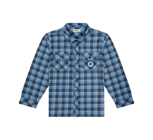 Erkek Çocuk Çıtçıtlı Cepli Ekose Oduncu Gömlek Mnt25e215 Mavi