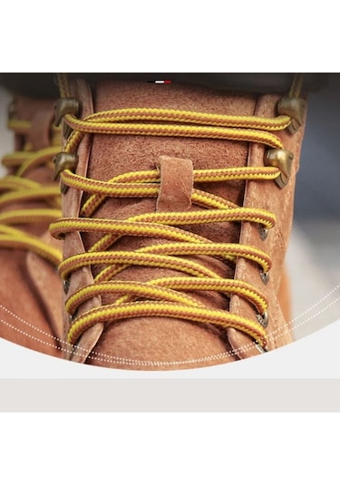 120 Cm Koyukahve+sarı Renkli Extra Kalın, Fitilli Bot Bağcığı