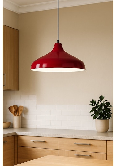 Nil Bordo Renk Özel Tasarım Modern Dekoratif Cafe Sarkıt Cafe - Mutfak Tekli Avize Bordo