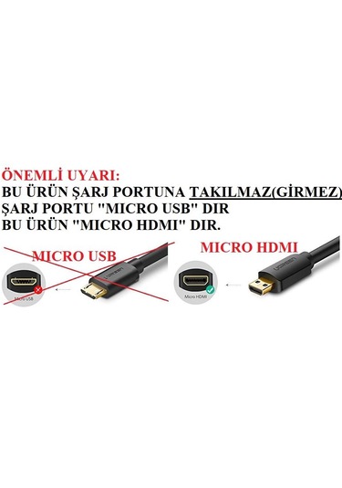Micro Hdmı To Hdmı Dönüştürücü Adaptör Tablet, Kamera, Laptop, Tv Uyumlu