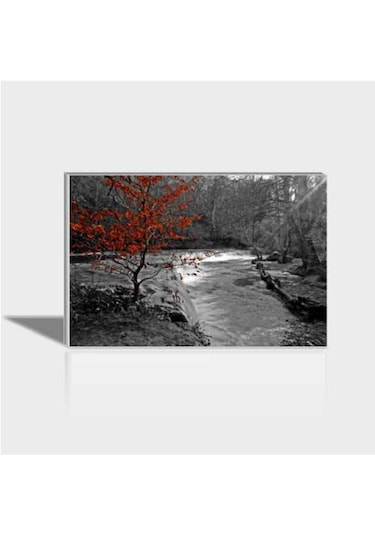 60X90 Cm Kırmızı Ağaç Canvas Tablo