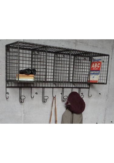 Wessdizayn 9 Kancalı Metal Duvar Askılığı 4 Gözlü Antre Duvar Rafı Wd-209 Siyah