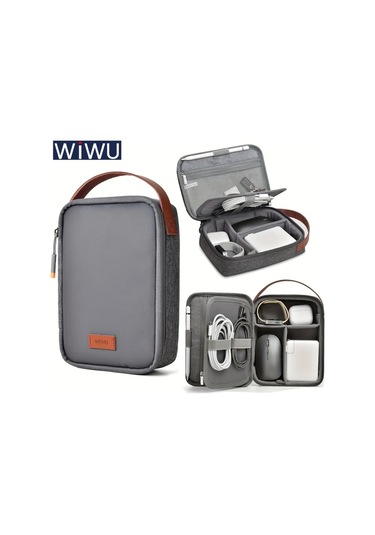 Fochsia Gri Seyahat Organizer Çantası Kablolar Şarj Cihazları İçin Dayanıklı