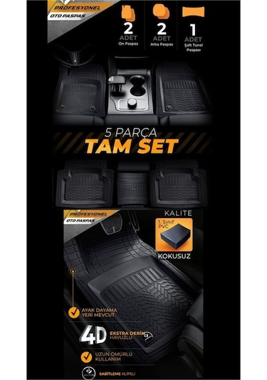 Fordotosan Mondeo 2007-2014 Araca Uyumlu Platinyum Siyah 4d Havuzlu Oto Paspas Takımı