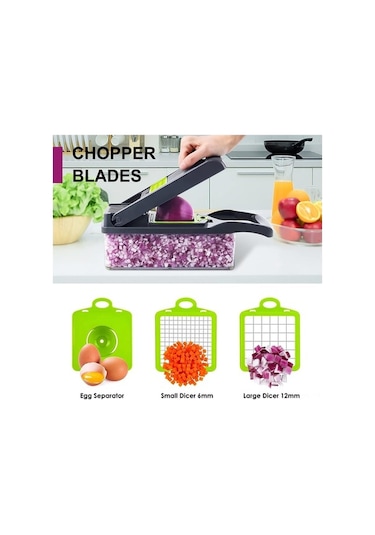 Pazly 11'li Mutfak Sebze Doğrayıcı, Meyve Ve Sebze Kesme Makinesi, Salata Ve Yemek Hazırlama Aleti, Yeşil Renkli Model Yeşil