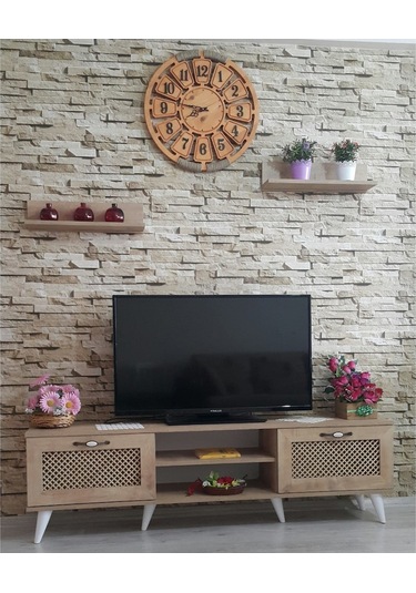 Mobilya Sepeti (Ms 50) Tv Ünitesi Dolabı,Raflı,Seperatörlü Meşe