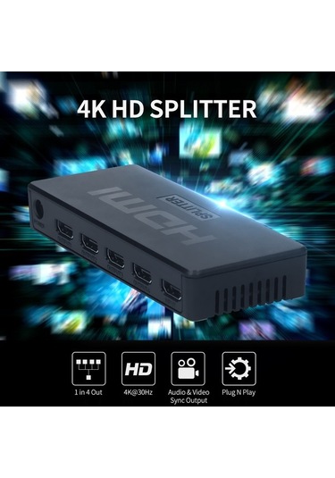 4k 30hz Hdmı Dağıtıcı - 1 Giriş 4 Çıkış, Ses Ve Video Senkronizasyonu, Kolay Kurulum