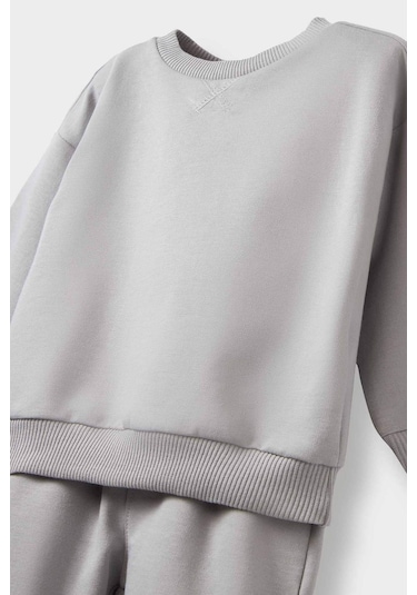 Defacto Erkek Bebek 2li Takım Basic Düz Sweatshirt Eşofman Altı E8430a525augr52 Gri