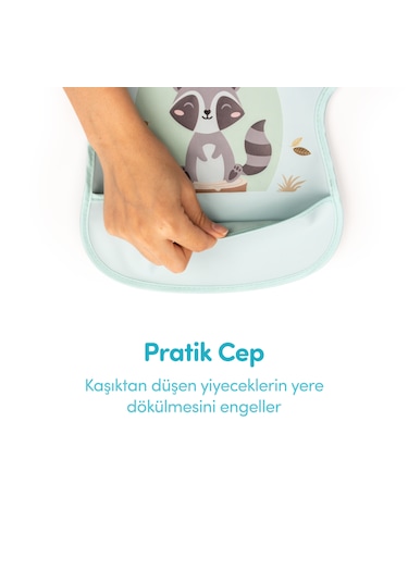 Sevi Bebe Cırtlı Muşamba Önlük Rakun Art 22-183 Yeşil