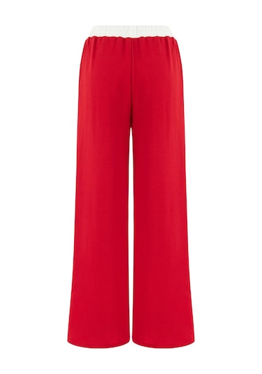 Nocturne Oversize Midi Kadın Pantolon - Günlük Rahatlık Kırmızı