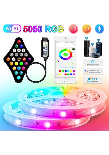 30m Led Şerit Işık Rgb 5050 Su Geçirmez App Led Esnek Şerit Bant Bt Waterproof&30m