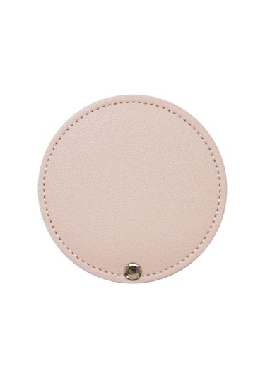 Ultra İnce Makyaj Aynası Pu Deri Cep Aynası Taşınabilir Kozmetik Aynası Pembe