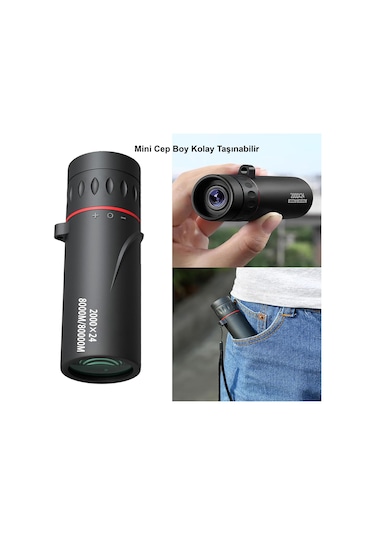 Triline 2000x24 Zoom Monoküler Mini Taşınabilir Hd Dürbün Su Geçi Siyah