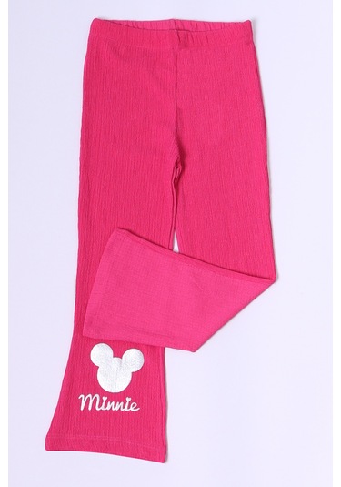 Kız Çocuk Tayt İspanyol Paça Karakter Nakışlı F15 Pembe